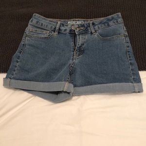 High rise denim shorts